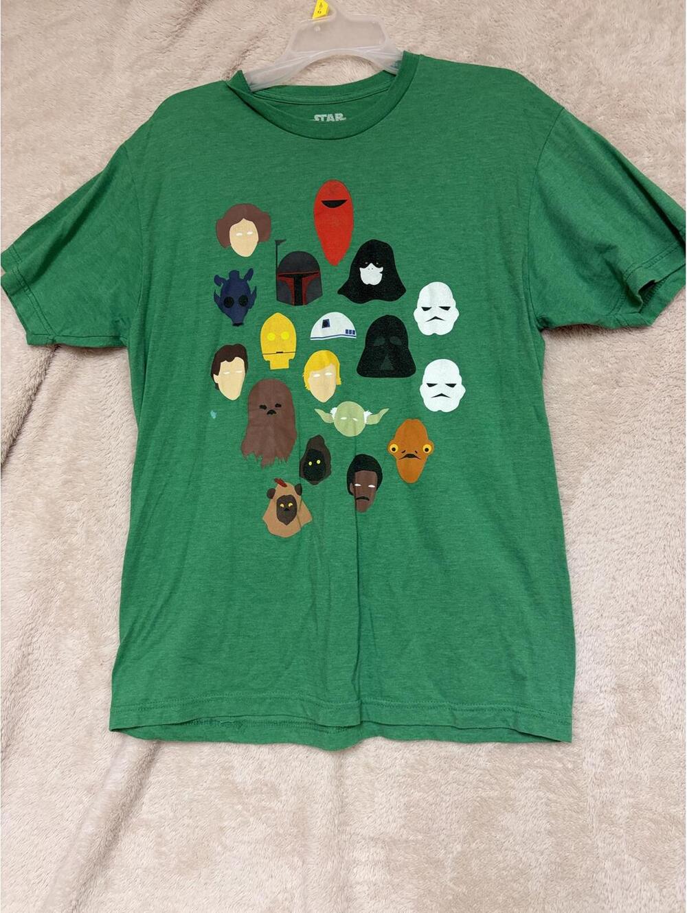 Star Wars Graphic T-Shirt Size Large Green Cotton Blend